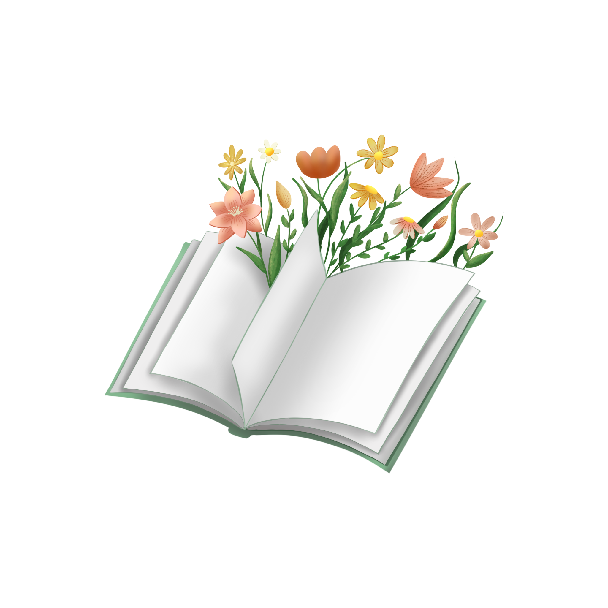 illustration d'un livre avec des fleurs.
